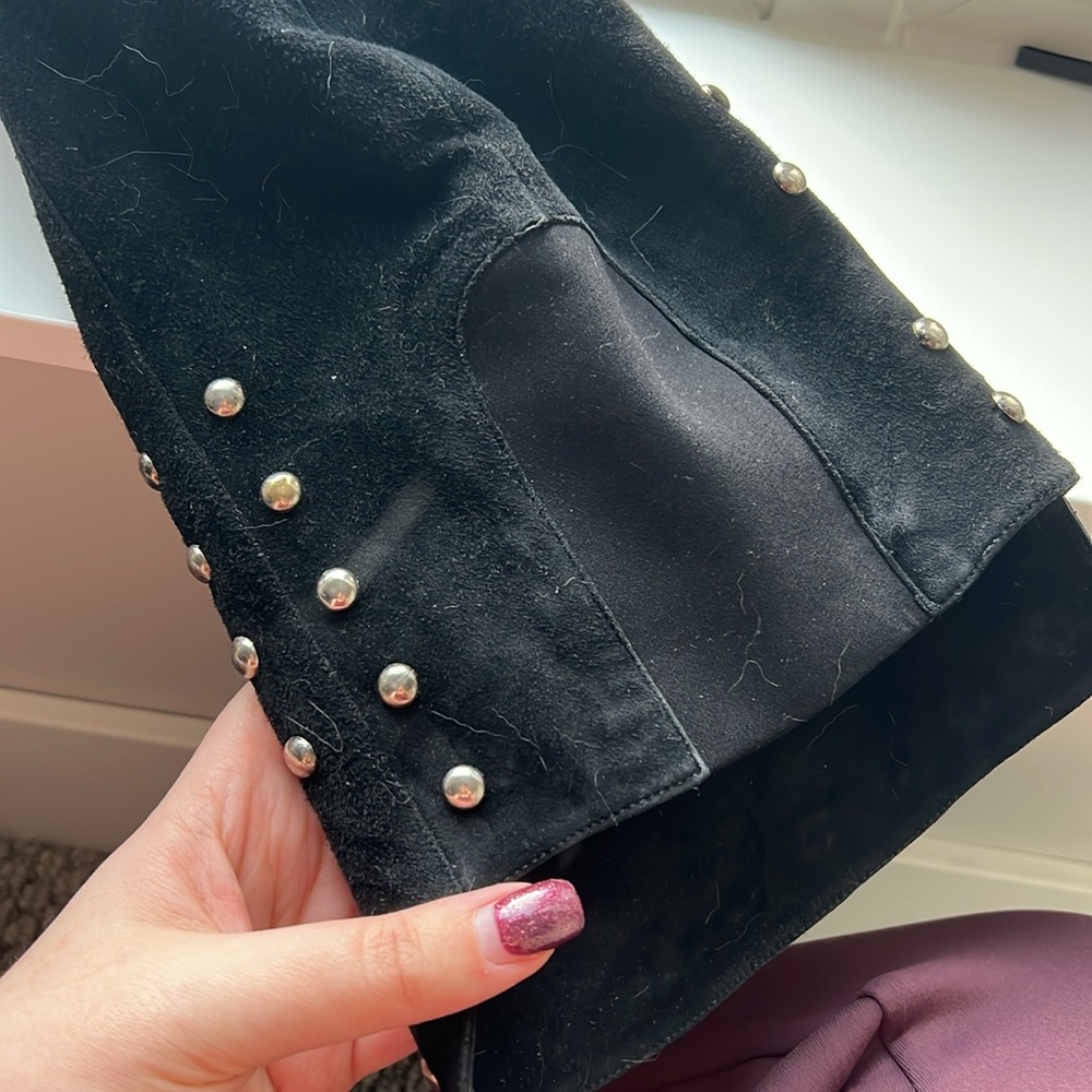 Stuart Weitzman Highlander gold stud suede knee high boots - Picture 4 of 5